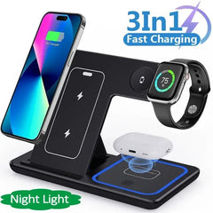 15W 3 In 1 LED Fast Wireless Charger Stand Foldable Charging Station - Infinite Goods Shop