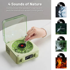 Retro Turntable Speaker Wireless Bluetooth - compatible 5.0 Vinyl Record Player Stereo Sound With White Noise RGB Projection Lamp Effect - Infinite Goods Shop
