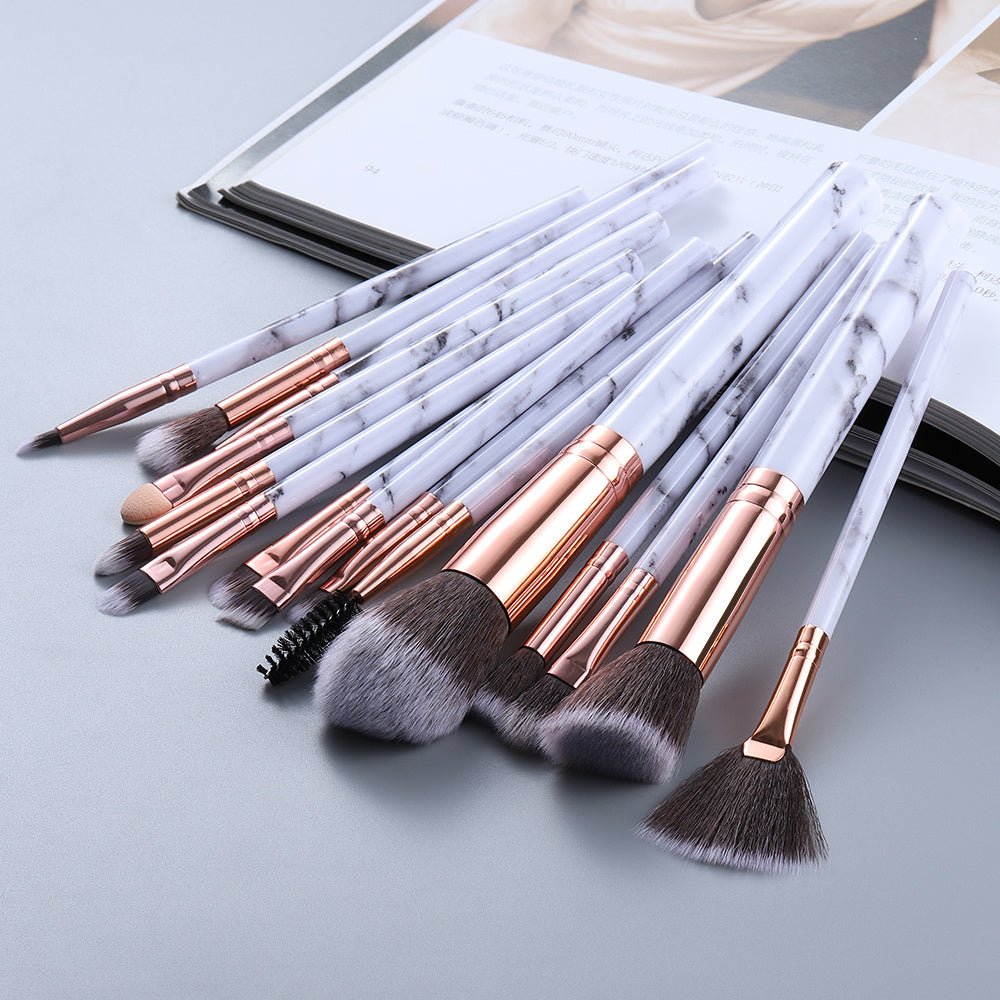 15 Marbled Design Makeup Brushes Set - Infinite Goods Shop