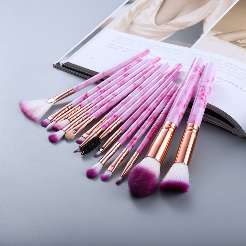 15 Marbled Design Makeup Brushes Set - Infinite Goods Shop