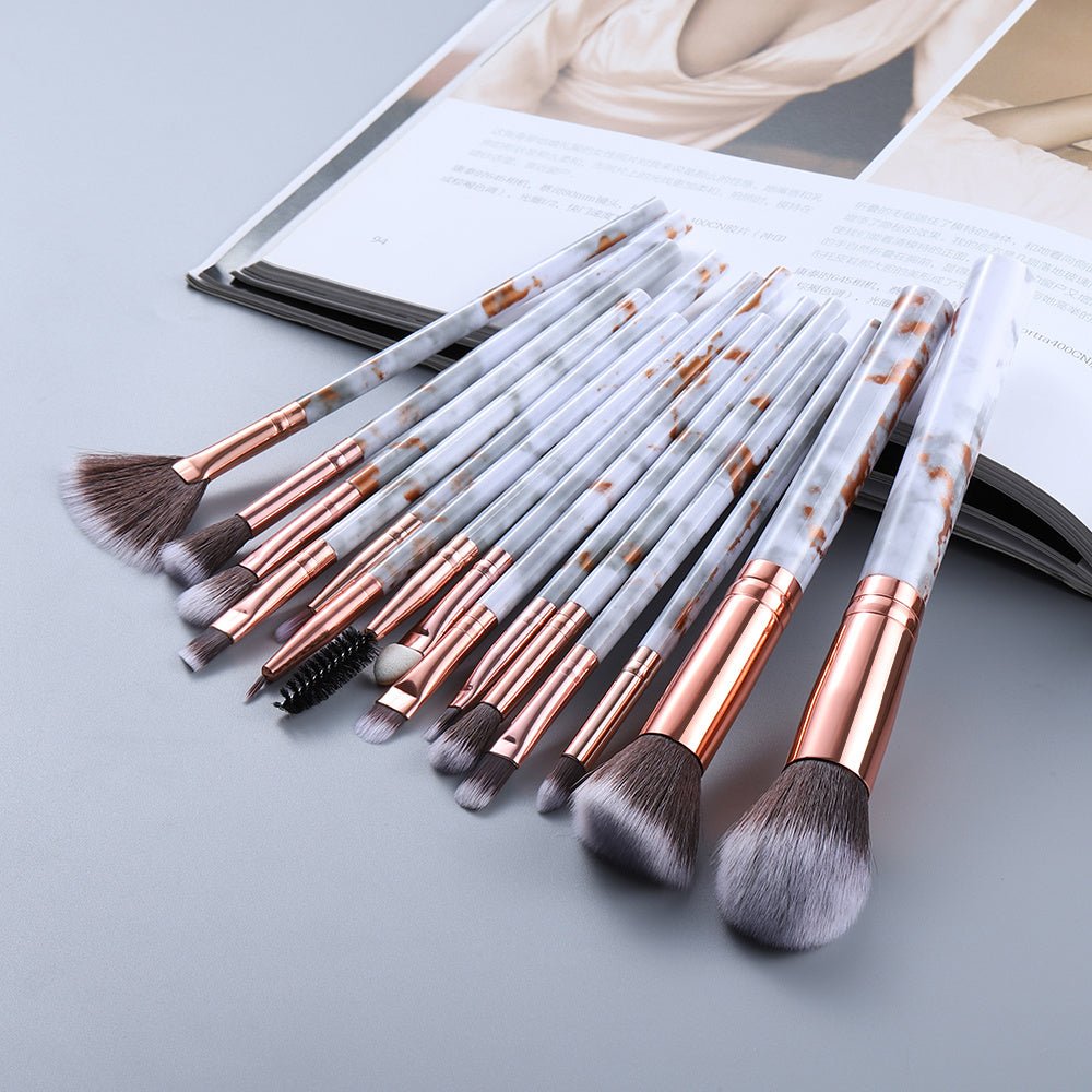 15 Marbled Design Makeup Brushes Set - Infinite Goods Shop