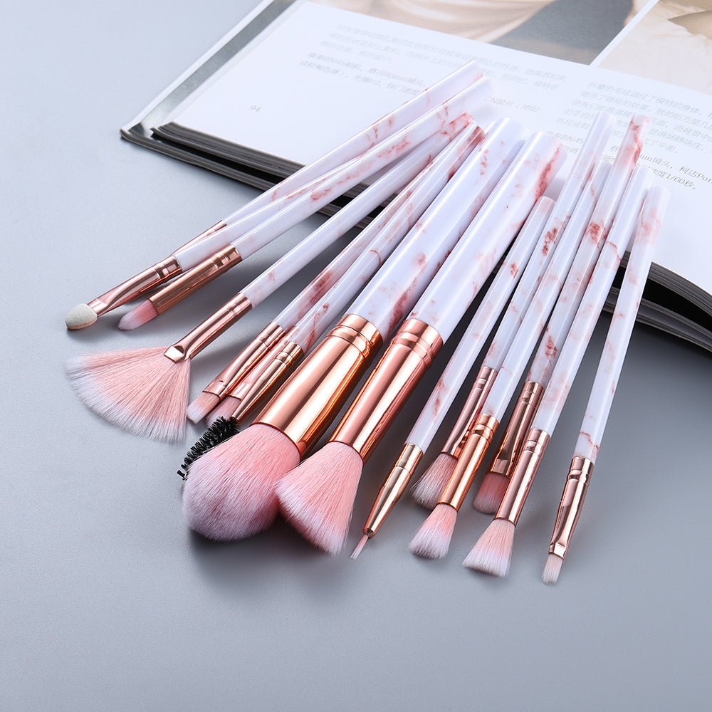 15 Marbled Design Makeup Brushes Set - Infinite Goods Shop