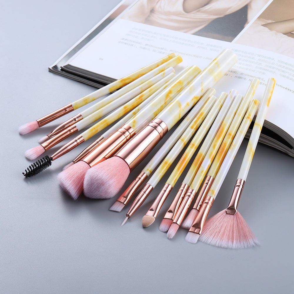 15 Marbled Design Makeup Brushes Set - Infinite Goods Shop