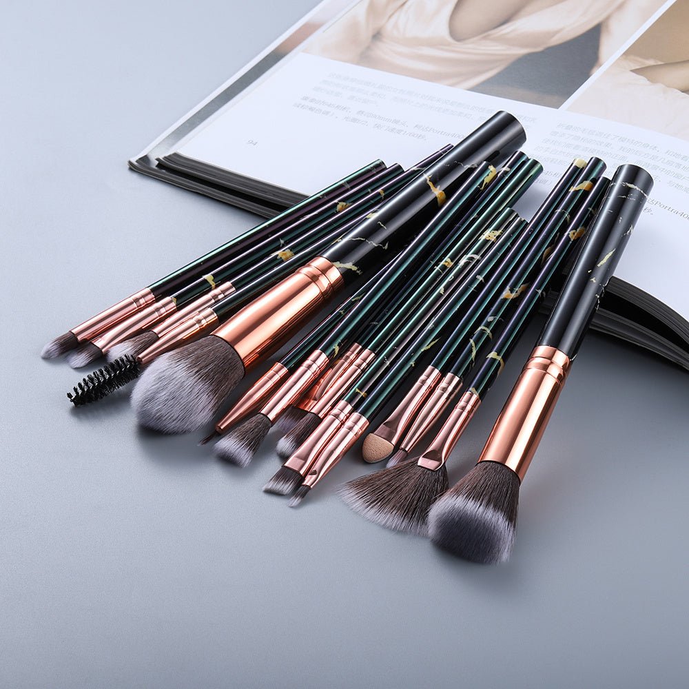 15 Marbled Design Makeup Brushes Set - Infinite Goods Shop
