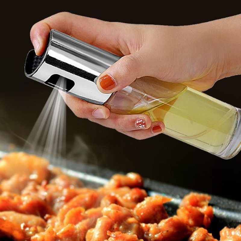 BBQ Healthy Kitchen Cooking Oil Vinegar Spray Bottle Push Type Oil Spray BottlePump Oil Tank Leakproof BBQ Sprayer BBQ Tools Kitchen Gadgets - Infinite Goods Shop
