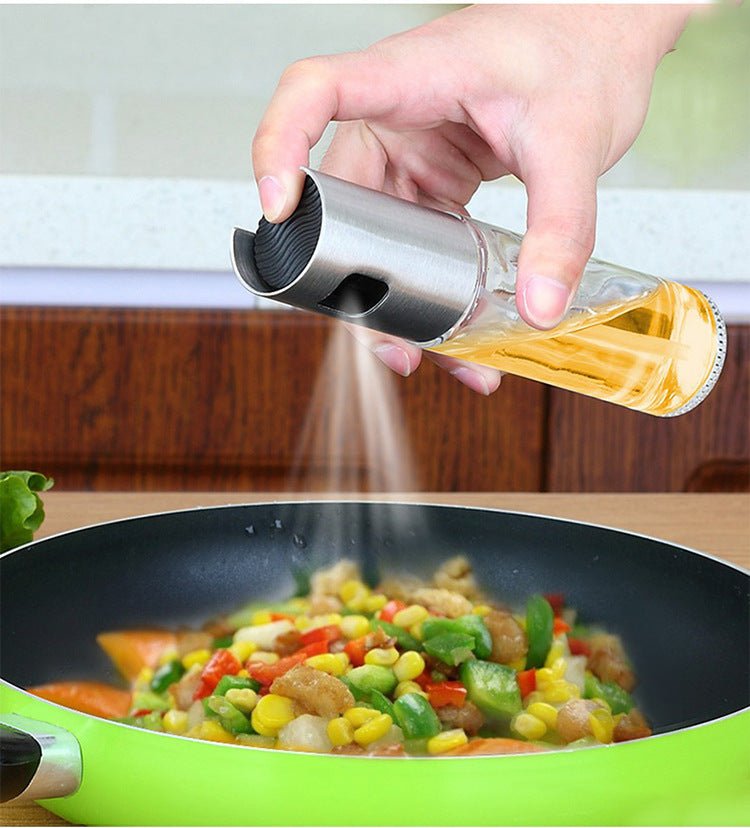 BBQ Healthy Kitchen Cooking Oil Vinegar Spray Bottle Push Type Oil Spray BottlePump Oil Tank Leakproof BBQ Sprayer BBQ Tools Kitchen Gadgets - Infinite Goods Shop