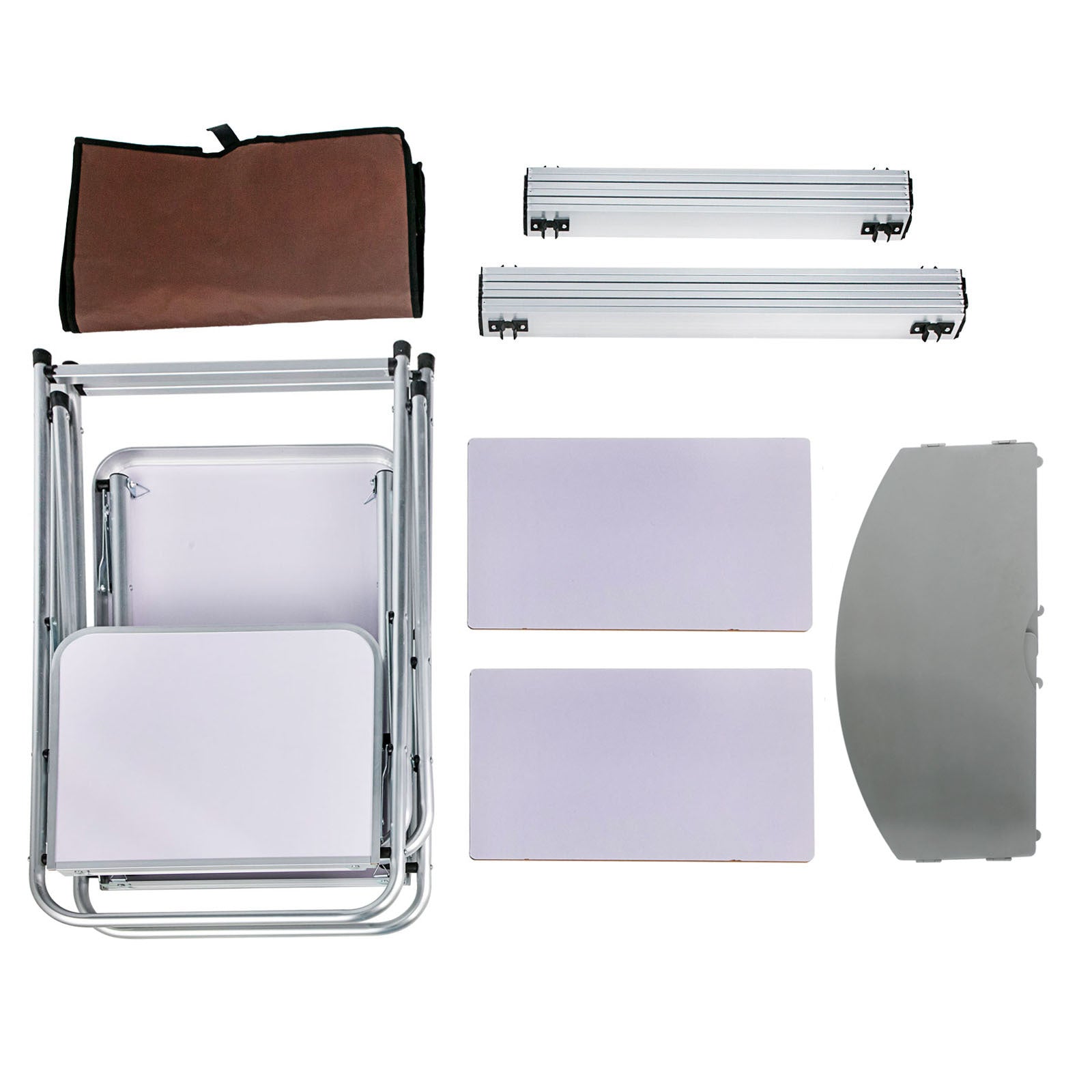 Camping Kitchen Table Picnic Cabinet Folding Cooking Storage Rack Portable Brown - Infinite Goods Shop