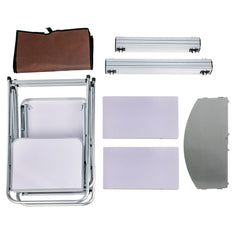 Camping Kitchen Table Picnic Cabinet Folding Cooking Storage Rack Portable Brown - Infinite Goods Shop