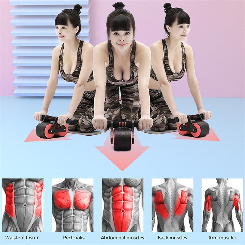 Double Wheel Abdominal Exerciser Women Men Automatic Rebound Ab Wheel Roller Waist Trainer Gym Sports Home Exercise Devices - Infinite Goods Shop