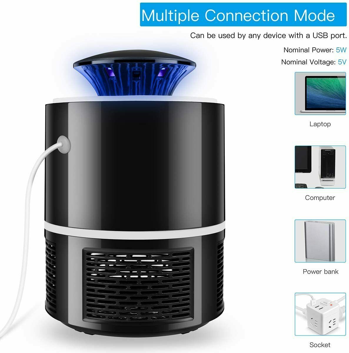 Electric UV Mosquito Killer Lamp Outdoor Indoor Fly Bug Insect Zapper Trap USB - Infinite Goods Shop