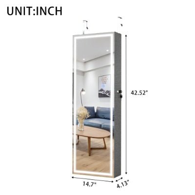 Fashion Simple Jewelry Storage Mirror Cabinet With LED Lights Can Be Hung On The Door Or Wall - Infinite Goods Shop
