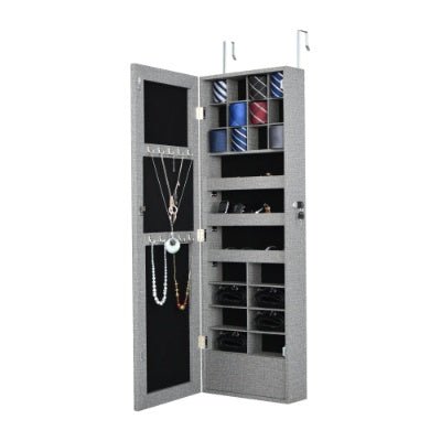 Fashion Simple Jewelry Storage Mirror Cabinet With LED Lights Can Be Hung On The Door Or Wall - Infinite Goods Shop