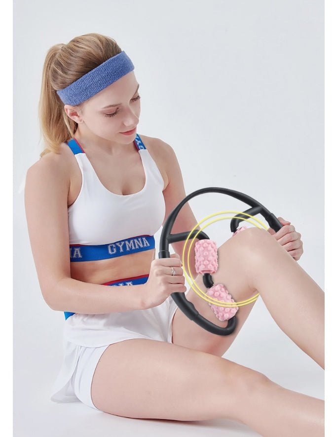 Multifunctional Muscle Massager Relaxation Roller Ring Clamp Yoga Body Shaping 4 Wheels Fitness Device - Infinite Goods Shop