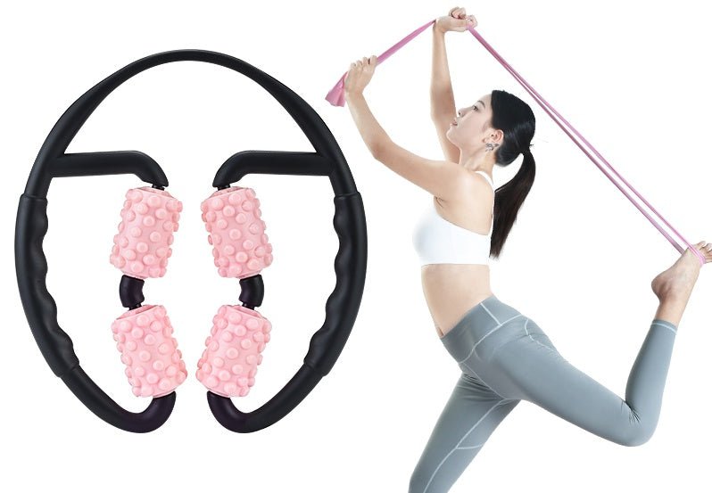Multifunctional Muscle Massager Relaxation Roller Ring Clamp Yoga Body Shaping 4 Wheels Fitness Device - Infinite Goods Shop