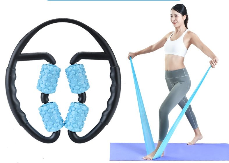 Multifunctional Muscle Massager Relaxation Roller Ring Clamp Yoga Body Shaping 4 Wheels Fitness Device - Infinite Goods Shop