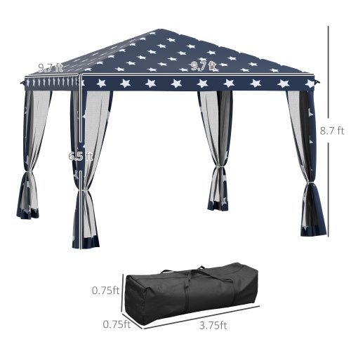 Outsunny 10x10 Canopy Tent 4th of July Special, Adjustable Gazebo American flag design - Infinite Goods Shop