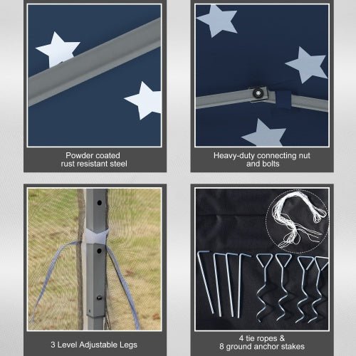 Outsunny 10x10 Canopy Tent 4th of July Special, Adjustable Gazebo American flag design - Infinite Goods Shop