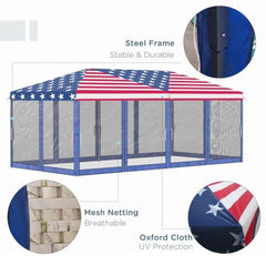 Outsunny 10x20 Canopy Tent 4th of July Special, Heavy Duty Shelter American flags design - Infinite Goods Shop