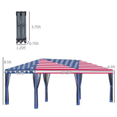 Outsunny 10x20 Canopy Tent 4th of July Special, Heavy Duty Shelter American flags design - Infinite Goods Shop
