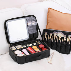 Portable LED Makeup Storage Bag With Mirror - Infinite Goods Shop