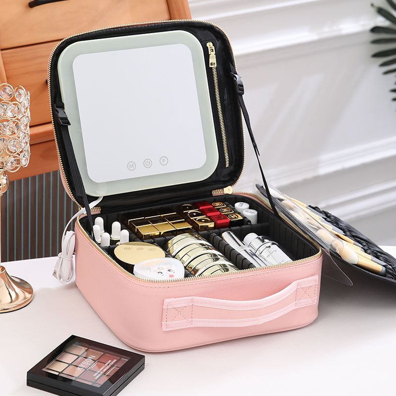 Portable LED Makeup Storage Bag With Mirror - Infinite Goods Shop