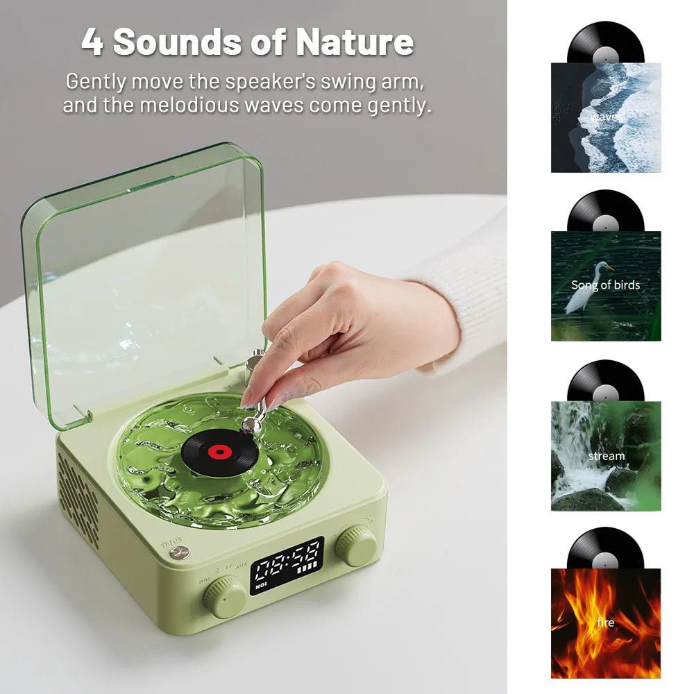 Retro Turntable Speaker Wireless Bluetooth - compatible 5.0 Vinyl Record Player Stereo Sound With White Noise RGB Projection Lamp Effect - Infinite Goods Shop