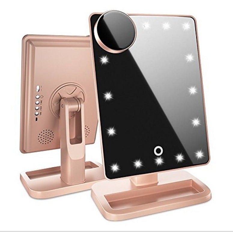Touch Screen Makeup Mirror With 20 LED Light Bluetooth Music Speaker 10X Magnifying Mirrors Lights - Infinite Goods Shop